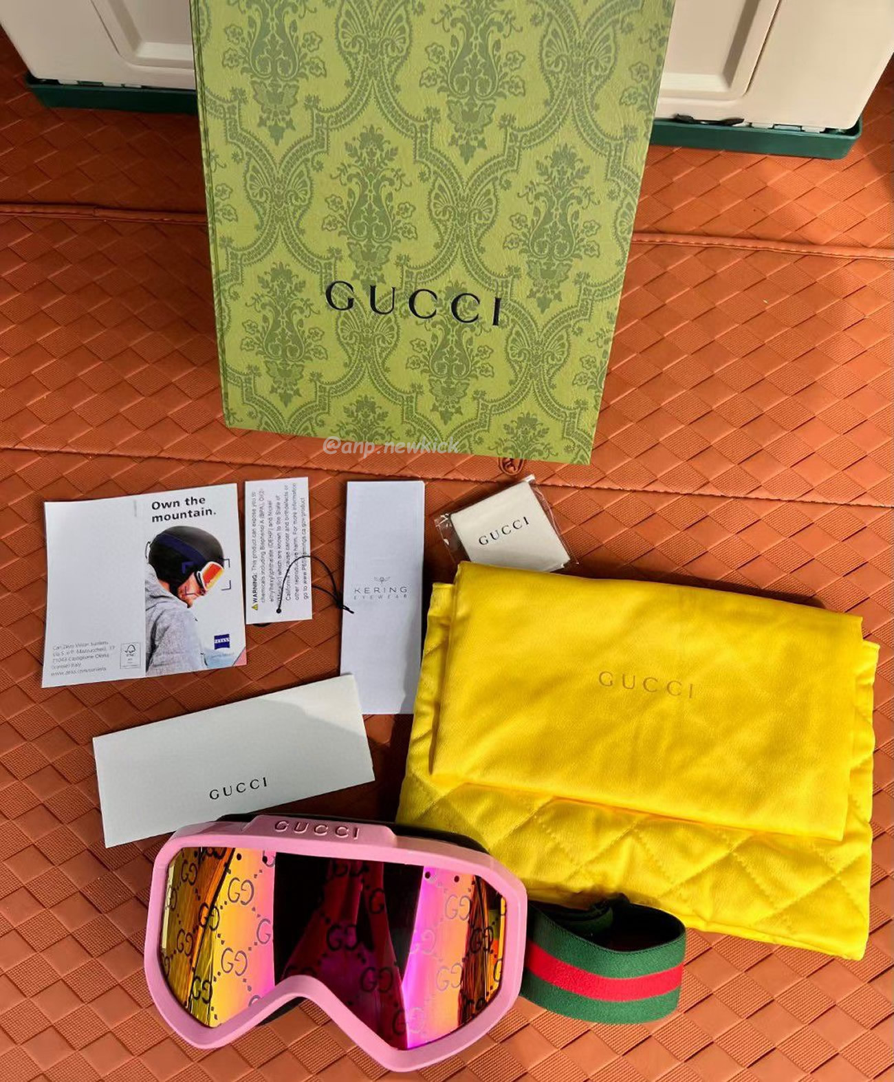 Gucci Ski Goggle Black Pink Olive Green White (7) - newkick.org